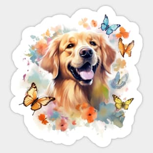 Water Colour Golden Retriever Sticker